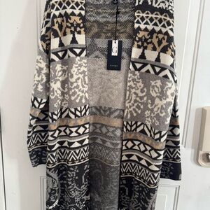 Stylish Geometric Open Front Cardigan